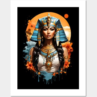 Cleopatra Queen of Egypt retro vintage floral design Posters and Art